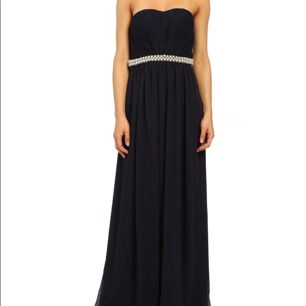 Calvin Klein Strapless Gown with Pearl Beading